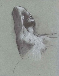 A Nude Woman, Half-Length, with Her Hand Raised to Her Eyes